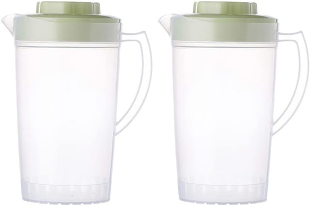 Lot De 2 Cruches En Plastique Transparent Avec Couvercle, Carafes Pour Jus Et Eau, Design Moderne Pour Table