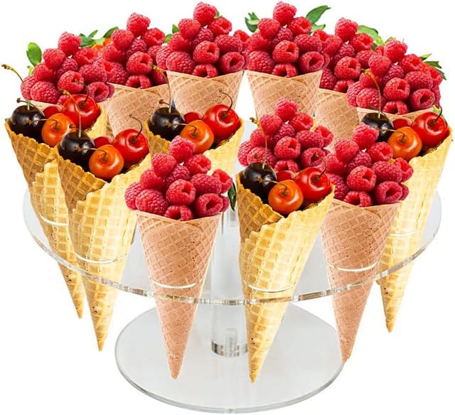 Porte-cornets Glace Acrylique 16 Trous - Présentoir À Glaces Et Cupcakes Forme Cornet