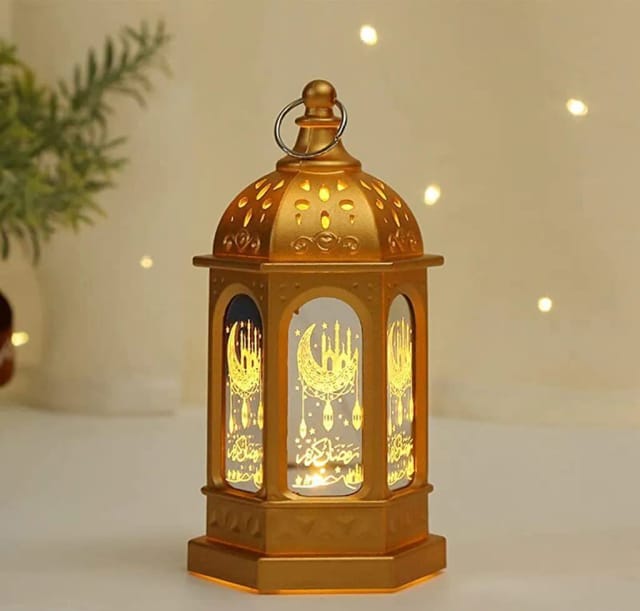 Lampe De Décoration Ramadan Avec Croissant Lune Et Étoiles Pour Fête Musulmane Dorée Pour Célébration