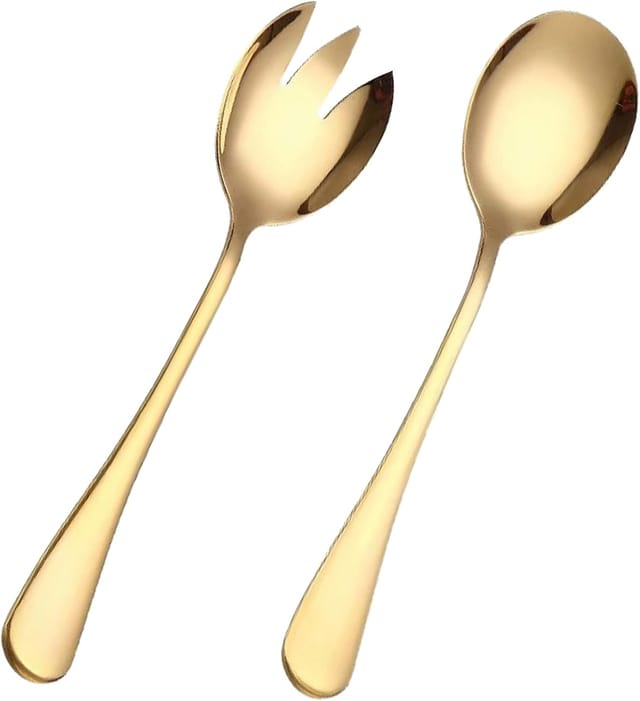 Set De Couverts De Table Dorés Pour Salade En Acier Inoxydable Mat Pour Restaurant Et Mariage Service Pour Buffet Et Camping Élégant