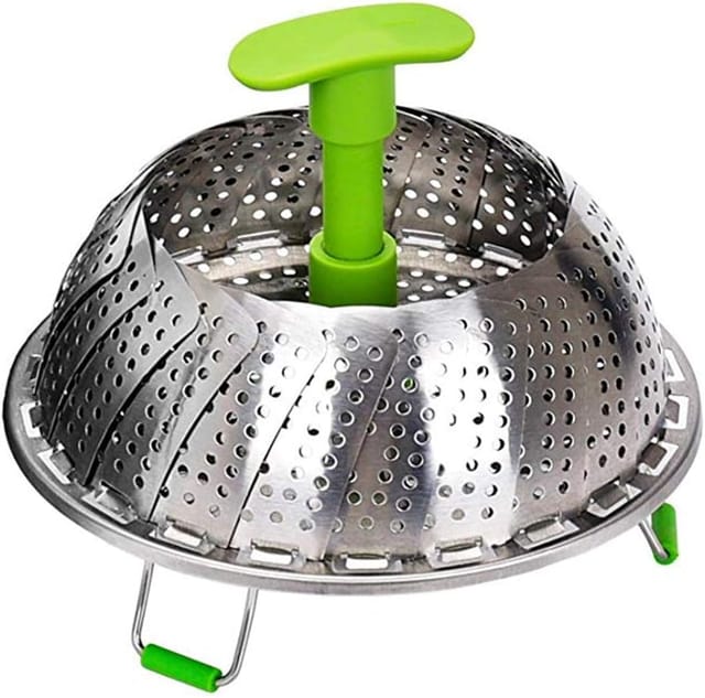 Panier Vapeur Pliable En Acier Inoxydable Avec Manche Anti Brûlure Pour Cuire Les Légumes Et Le Poisson