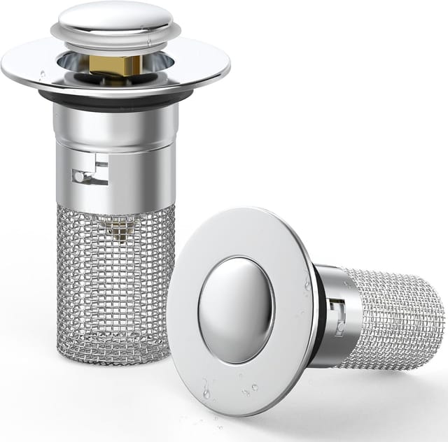 Bonde De Lavabo Escamotable, Crépine À Billes En Laiton Avec Panier Filtrant Amovible En Acier Inoxydable, Récupérateur De Cheveux Pour Orifice De 34 À 40 Mm (1,34 À 1,57 Pouce).