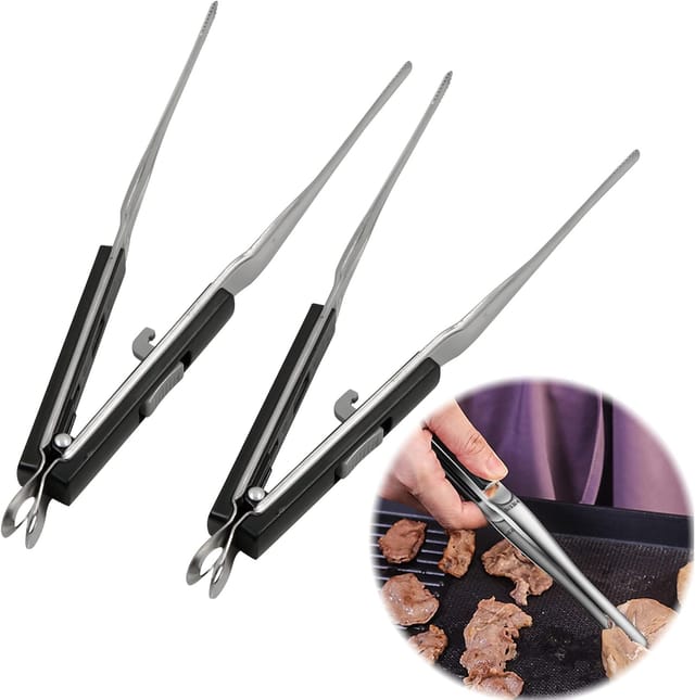 Lot De 2 Pinces De Cuisine À Pointes Fines En Acier Inoxydable, Ustensiles De Pr écision Pour Barbecue Et Fruits De Mer