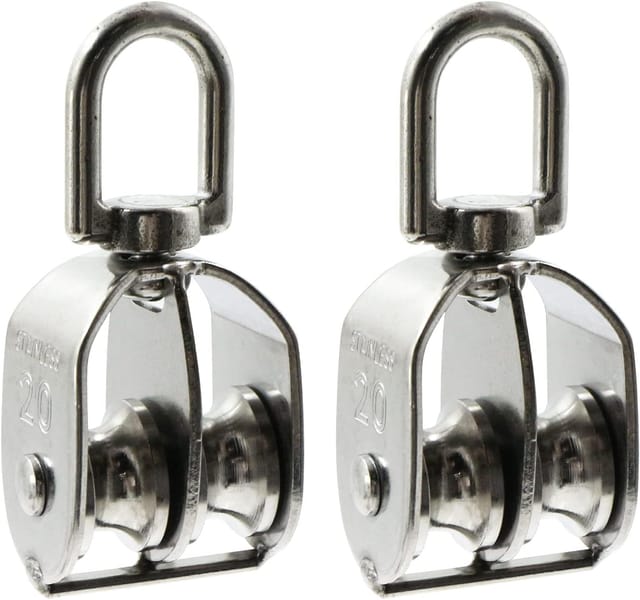 Double Poulie Rotative En Acier Inoxydable Charge Cinquante Kilogrammes Pour Câble De Fitness Et Bateau