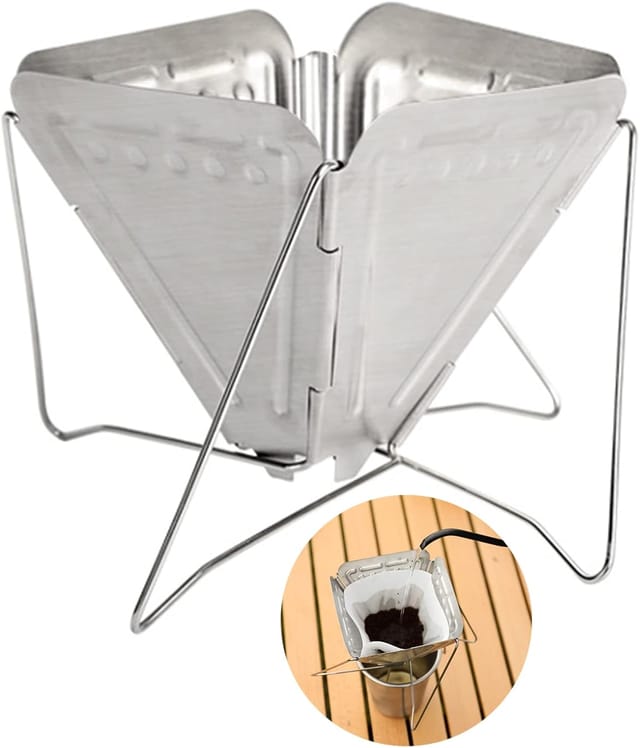 Filtre À Café Pliable Réutilisable En Acier Inoxydable, Portable Pour Camping, Randonnée Et Voyage, Sans Papier