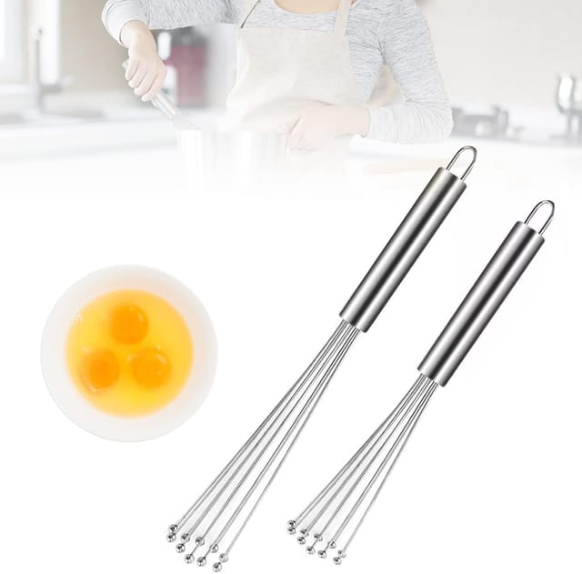 Lot De Deux Agitateurs Manuels En Acier Inoxydable Avec Boule Pour Mélanger Les Préparations Culinaires Fouet Mini Pour Cuisine Pratique