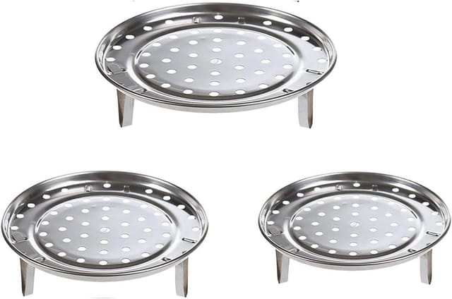 Lot De Trois Paniers Vapeur Ronds En Acier Inoxydable Avec Pieds Amovibles Pour Cuisson Vapeur Des Aliments Accessoire De Cuisine Sain Pratique