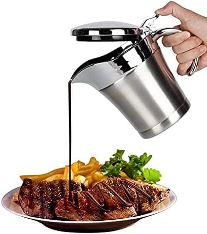 Saucière Isotherme Double Paroi En Acier Inoxydable De 15 Oz, Avec Couvercle Pour Sauce, Crème Et Vinaigrette, Élégante