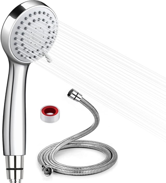Pommeau De Douche 3 Jets Haute Pression Avec Flexible De 1,5 M, Pommeau De Douche Économique, Douchette À Main Avec Flexible.