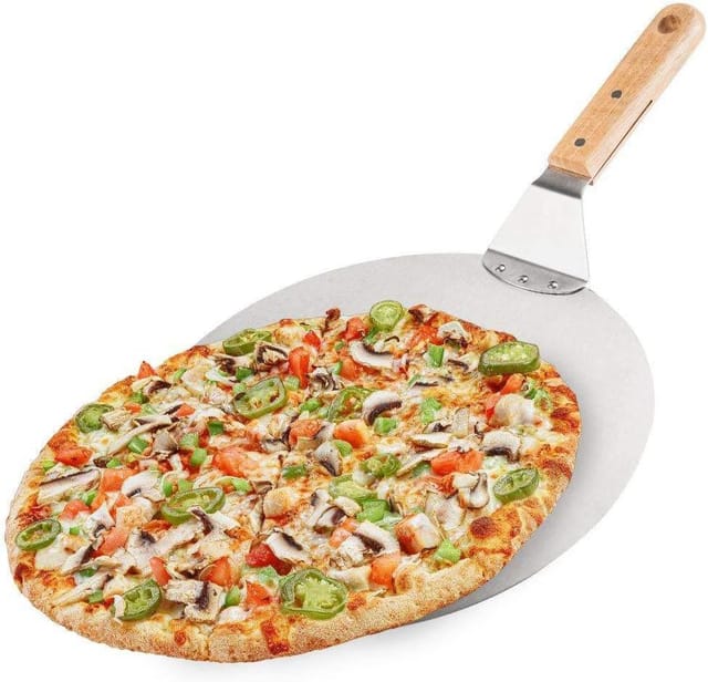 Pelle À Pizza Diamètre Trente Virgule Cinq Centimètres En Aluminium Avec Manche Bois Pour Cuisson Et Service Professionnel