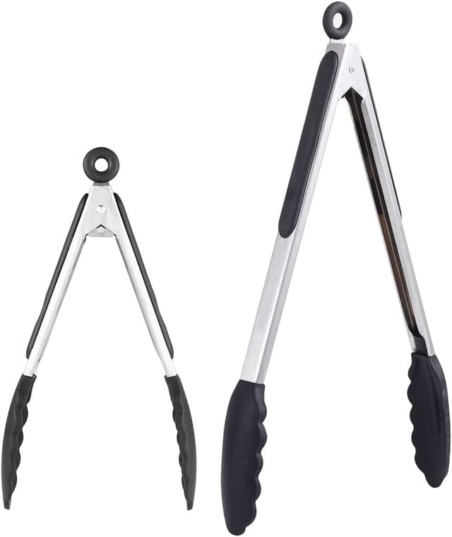 Pince De Cuisine En Acier Inoxydable Et Silicone Pour Barbecue Et Salade Manche Antidérapant