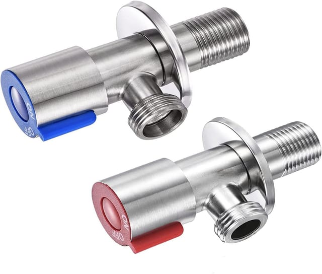 Robinet D'Angle En Acier Inoxydable Pour Lavabo, Raccord Mural, Robinet D'Arrêt D'Eau Chaude Et Froide Pour Salle De Bain, Vanne De Régulation 1/2" Pouce