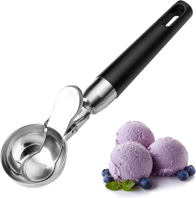 Cuillère À Glace En Acier Inoxydable Poli, Cuillère À Glace Avec Gâchette, Cuillère À Glace En Acier Inoxydable Pour Glaces, Biscuits, Pâte À Gâteaux, Melon, Purée De Pommes De Terre
