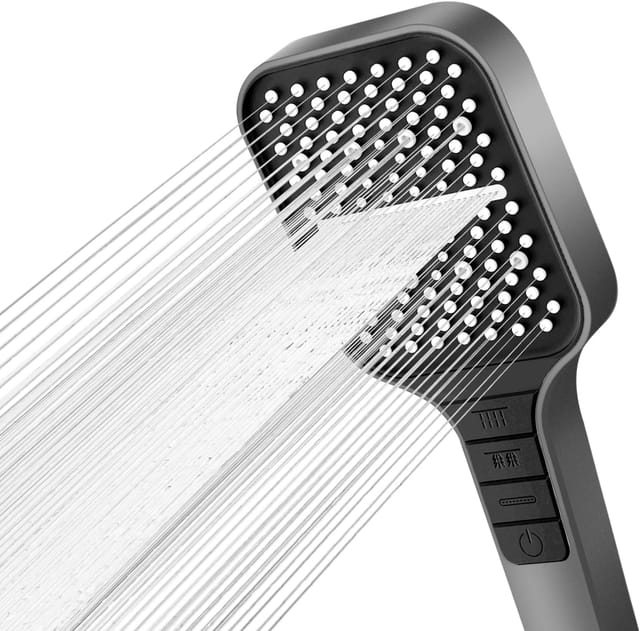 Pommeau De Douche À Économie D'Eau, Effet Pluie Avec Bouton D'Arrêt, Réglage À Une Main Et Buse En Silicone Anti-blocage, Pression De Douche Accrue.