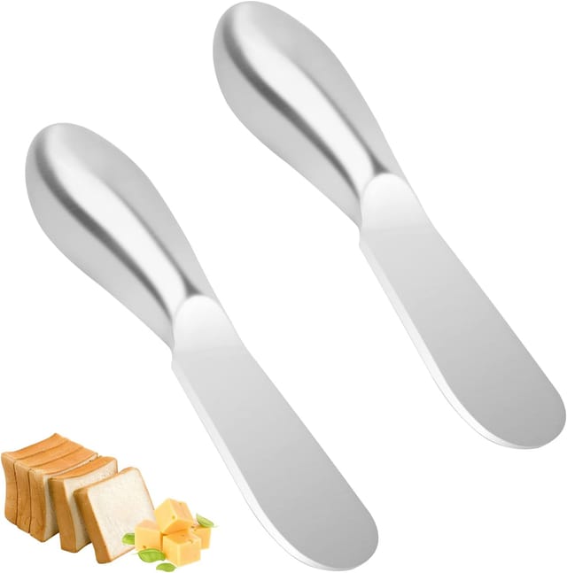 Lot De Deux Couteaux À Beurre En Acier Inoxydable Manche Ergonomique Creux Pour Tartiner Le Fromage Et Le Beurre Pour Petit Déjeuner