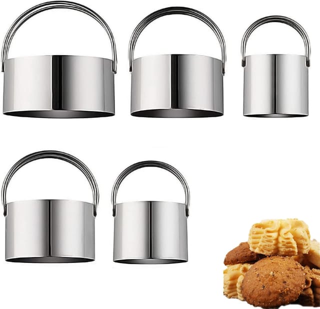 Lot De 5 Emporte-pièces Ronds En Acier Inoxydable Pour Biscuits, Gâteaux, Mousses Et Pâtisseries.
