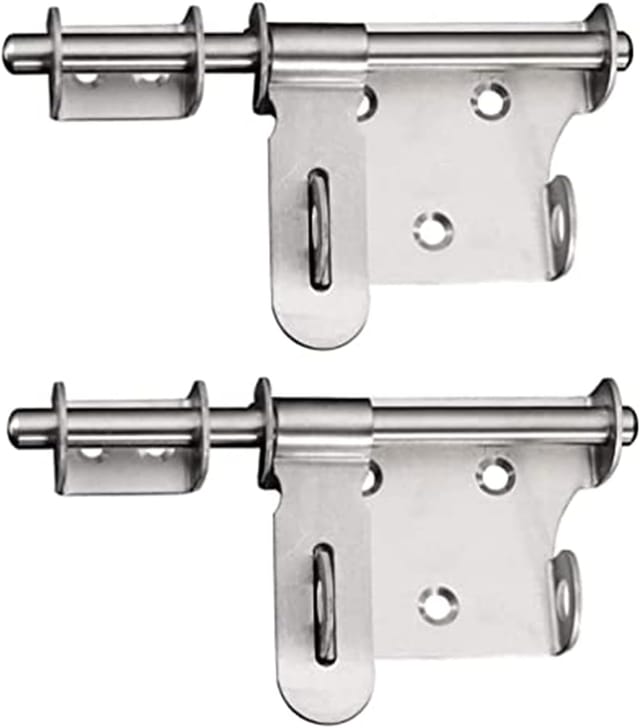 Lot De 2 Serrures De Sécurité Coulissantes En Acier Inoxydable, Verrou Pour Porte De Jardin Et Porte De Grange