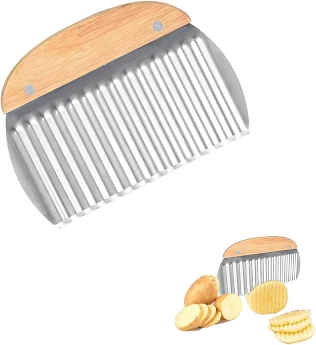 Coupe-légumes En Acier Inoxydable 16x12 Cm Avec Manche Bois, Pour Pommes De Terre Et Oignons, Outil De Cuisine