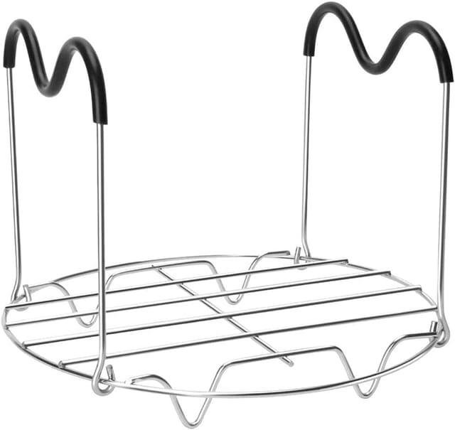 Grille De Cuisson Ronde En Acier Inoxydable Avec Poignée Silicone Résistante À La Chaleur, Support Pour Pizza Et Cuisson Vapeur