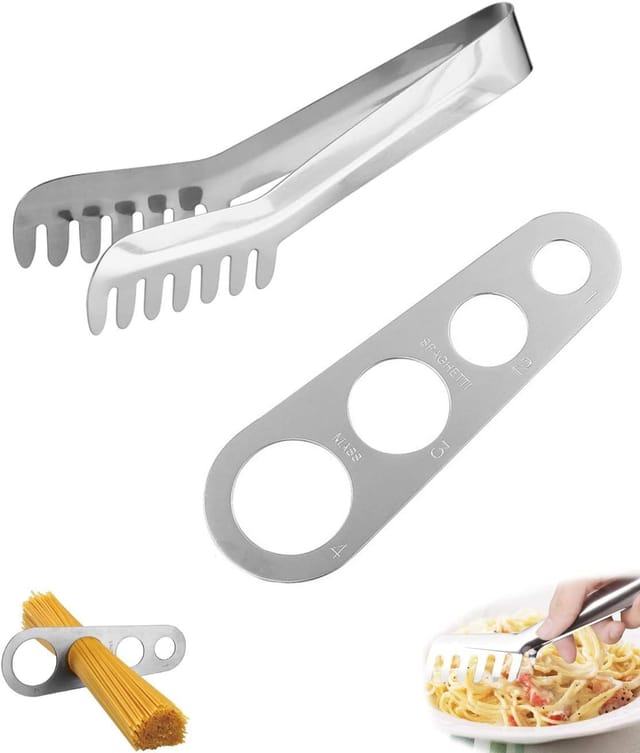 Règle À Pâtes Et Pince En Acier Inoxydable Pour Mesurer Et Servir Les Spaghetti Outil De Cuisine Pour Portions Précises Et Service Facile