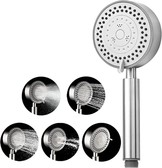 Douche De Pluie, Pommeau De Douche À Main En Acier Inoxydable Sus304, Pommeau De Douche À Main Économe En Eau Avec Mode Arrêt Et 4 Modes De Jet