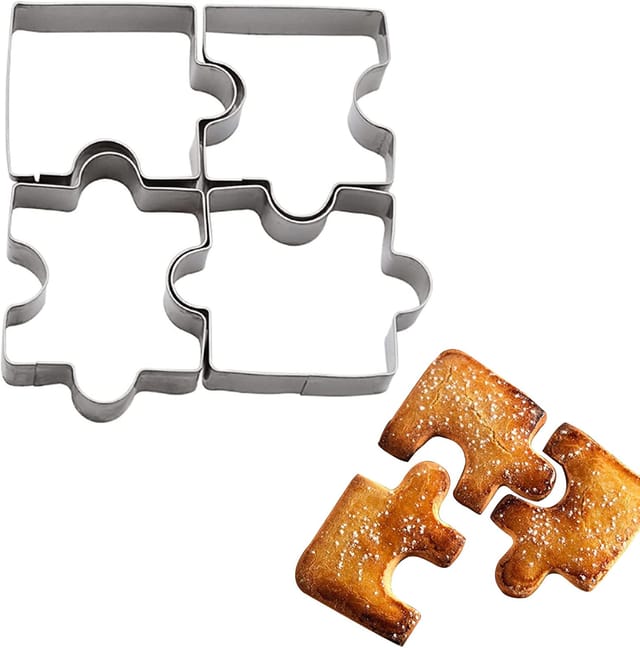 Emporte-pièce Puzzle 4 Pièces Pour Découper Biscuits, Fondant Et Autres Gourmandises - Idéal Pour Un Usage Quotidien, Son Design Ergonomique Assure Un Confort Optimal...