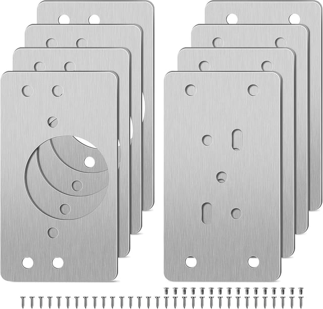 Lot De Huit Plaques De Réparation Pour Charnières En Acier Inoxydable Pour Meubles Et Armoires Kit Pour Renforcement Des Hinges