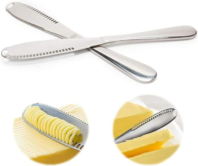 Lot De Deux Couteaux À Beurre Trois En Un En Acier Inoxydable Pour Tartiner Et Couper Les Fruits Et Fromages