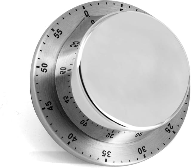 Minuteur Mécanique Pour Cuisine Avec Base Magnétique Soixante Minutes Alarme Sonore Acier Inoxydable Fixation Sur Réfrigérateur