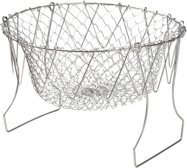 Panier De Cuisson Pliable En Acier Inoxydable, Friteuse À Air Pour Frites Et Légumes, Accessoire Pour Cuisson Saine