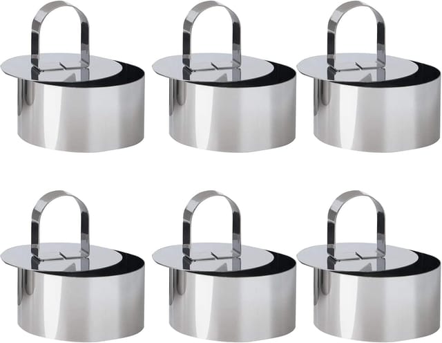 Cercles À Gâteaux, Cercles À Dessert En Acier Inoxydable, Lot De 6 Cercles Ronds Avec Curseur, Diamètre 8 Cm, Cercles À Gâteaux Épais