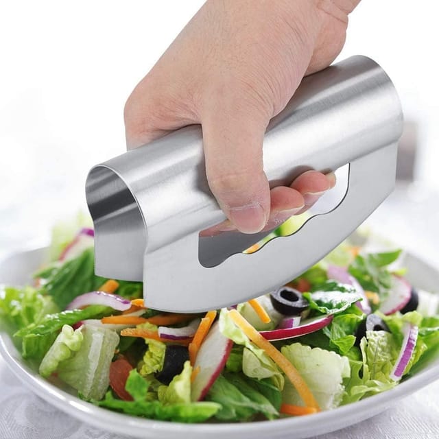 Hachoir Double Tranchant Pour Salade En Acier Inoxydable Coupe Légumes Pour Cuisine Et Repas Outil Pour Préparer Les Crudités