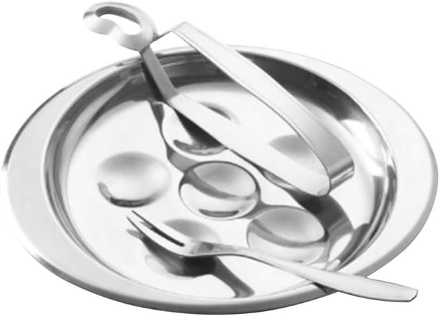 Lot De 3 Pièces En Inox Pour Escargots, Assiette À 6 Alvéoles, Pince Et Fourchette, Service Complet Pour Dégustation D’escargots