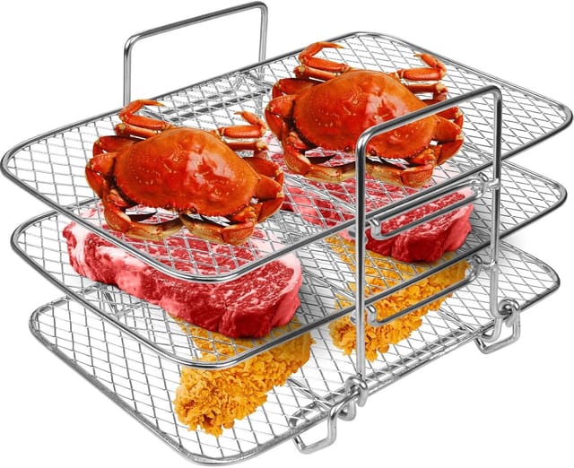Grille Pour Friteuse À Air En Acier Inoxydable 304, Accessoire De Cuisson Multifonction Empilable, Compatible Avec Friteuse Double