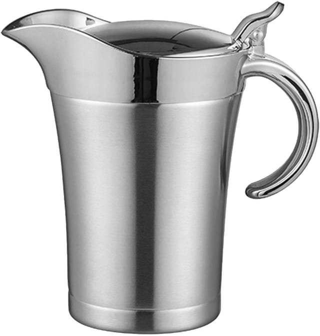 Saucier Isotherme Double Paroi En Acier Inoxydable Avec Couvercle, Pour Sauce, Crème Et Custard, Service Élégant