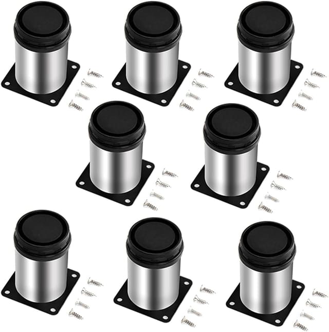 Lot De 8 Pieds De Meuble Réglables En Acier Inoxydable 50x60 Mm, Supports Pour Table, Armoire Et Cuisine