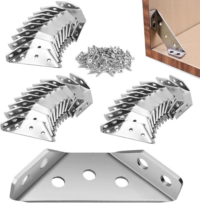 Équerre De Chaise En Acier Inoxydable (30 Pièces), Connecteur En Bois Galvanisé, Support D'Angle Renforcé Pour Bois - Équerre De Construction Pour Connecteurs De Meubles, Bois, Connecteur En Bois