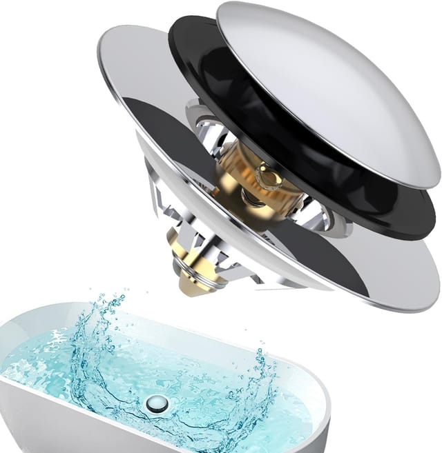 Bouchon De Baignoire Amélioré Avec Récupérateur De Cheveux, Bouchon De Vidange Escamotable, Couvercle De Vidange Anti-obstruction, Remplace Les Bondes À Levier Et À Bascule.