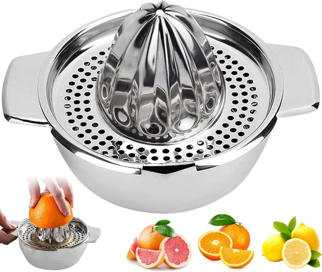 Presse Agrumes En Acier Inoxydable Manuel Avec Récipient Pour Citron Orange Et Pamplemousse Outil Cuisine