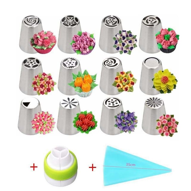 Ensemble De Douilles À Pâtisserie, Ensemble De Douilles À Pâtisserie Fleurs Russes, Douilles À Pâtisserie En Acier Inoxydable, Embouts De Décoration De Gâteaux