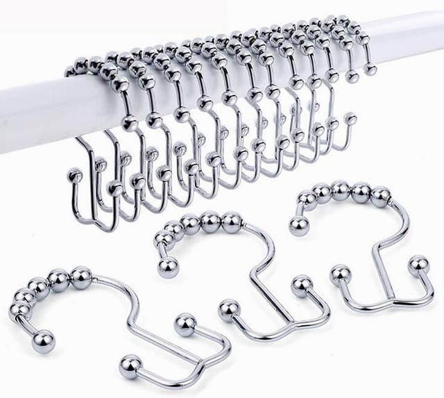 Lot De Douze Crochets Coulissants Pour Rideau De Douche En Métal Résistant À La Rouille Pour Barre De Douche Et Rideaux