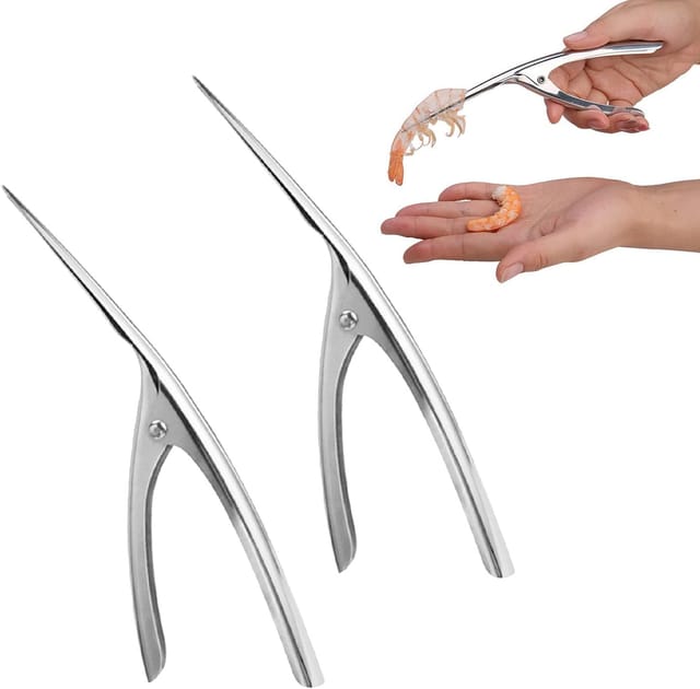 Lot De Deux Pinces À Décortiquer Les Crevettes En Acier Inoxydable Outil De Cuisine Pour Éplucher Rapidement Les Fruits De Mer