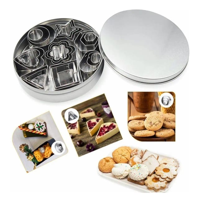 Ensemble De 24 Mini Emporte-pièces Géométriques En Acier Inoxydable (carré, Cœur, Triangle, Rond, Fleur, Étoile) Pour Découper Pâtisseries, Pâtes, Fonds De Tarte, Fruits, Fondant Et Argile.