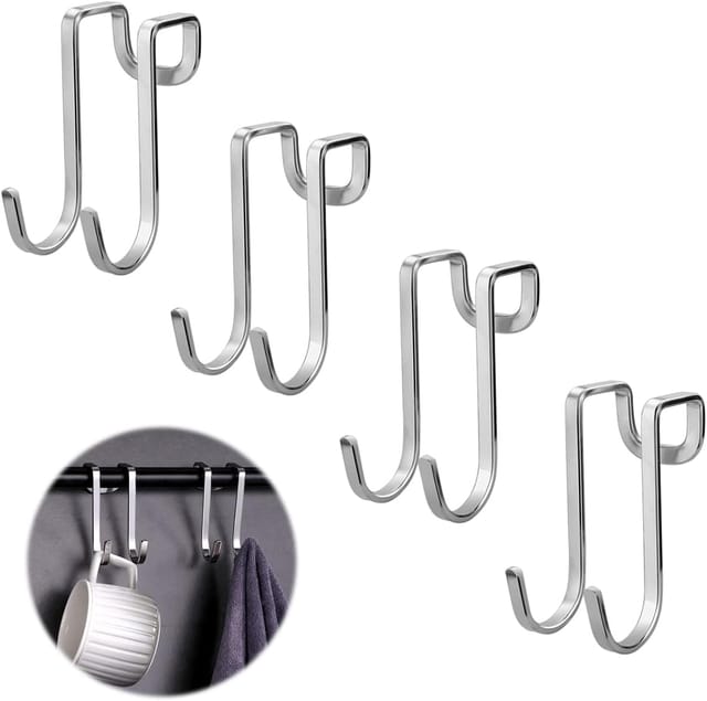 Lot De 2 Crochets De Porte En Acier Inoxydable Sans Perçage, Doubles Pour Chambre, Salle De Bain Et Dressing