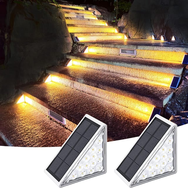 Lot De Six Lampes Solaires Pour Escaliers Extérieurs Super Brillantes Avec Allumage Automatique Pour Marches Et Allées