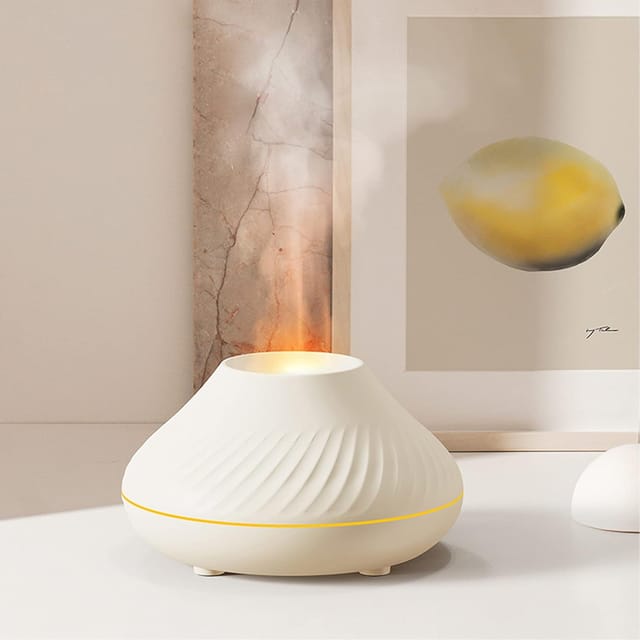Diffuseur D Huiles Essentielles Effet Flamme Sept Couleurs Avec Arrêt Automatique Pour Maison Bureau Et Yoga