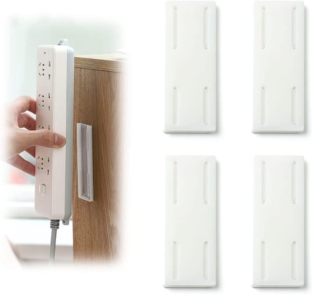 Lot De 4 Supports De Prise Auto-adhésifs Sans Perçage, Supports De Multiprise Auto-adhésifs, Fixations Murales Et De Bureau, Supports De Prise Pour Routeur Wi-fi