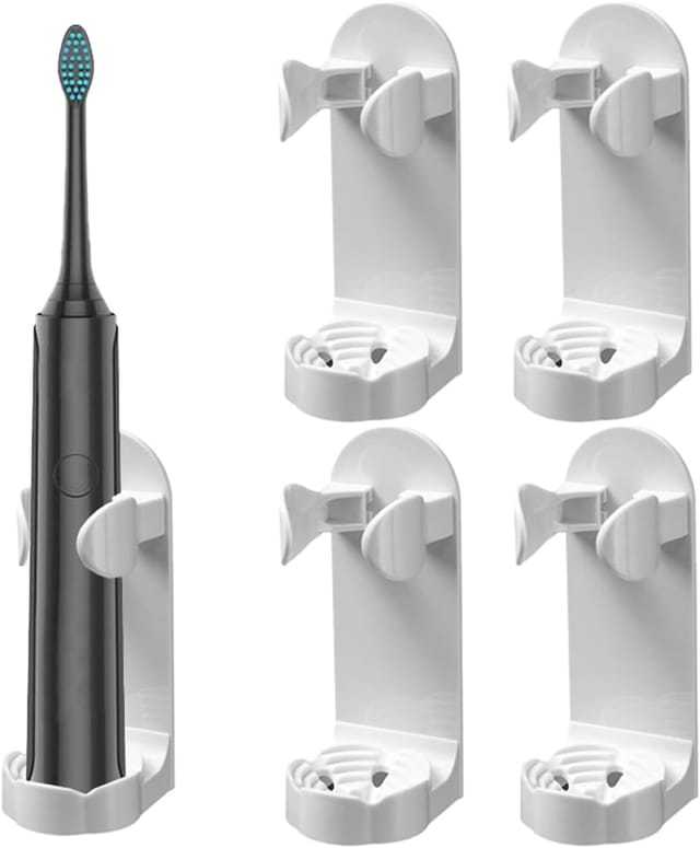 Support Mural Adhésif Pour Brosse À Dents Électrique, Organiseur De Salle De Bain Pour 4 Brosses