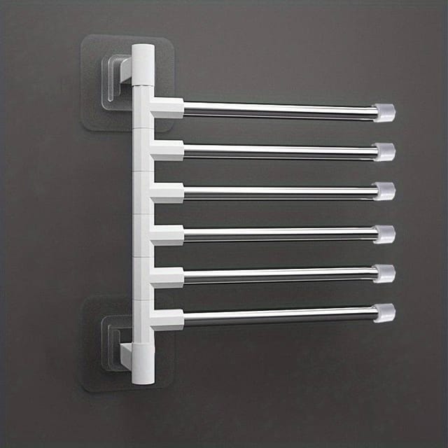 Porte-serviettes Rotatif Mural Sans Perçage - Pliable Et Multicouches Pour Salle De Bain/cuisine