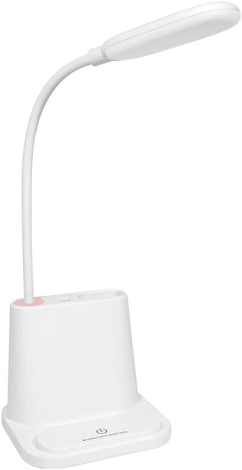 Lampe De Table Led Rechargeable Usb Avec Port De Sortie Porte Stylo Deux Modes D Éclairage Flexibilité Trois Cent Soixante Degrés Pour Étudiant